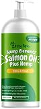 Pure Wild Alaskan Salmon Oil with Hemp for Dogs & Cats - Omega 3 & 6 Fish Oil Pet Supplement with EPA & DHA - Anti Itching Skin & Coat Care + Hip & Joint Health - Heart & Immune Support - 32 FL OZ
