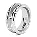 100S JEWELRY Tungsten Rings for Men Wedding Band Silver Brick Pattern Brushed Engagement Promise Size 6-16
