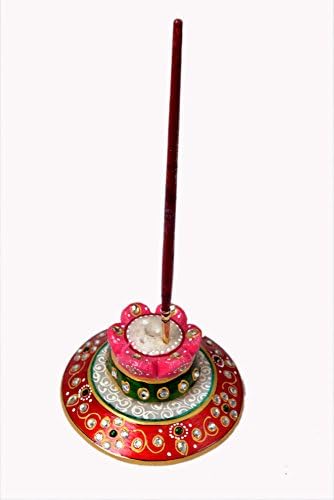 Beautiful Handmade Marble Inscent Stand with Hand Painting and Decoration By Skilled Artisans of Rajasthan India