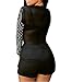 Women Elegant Crewneck Mesh See Through Rhinestone Bodycon Clubwear Party Short Jumpsuit Rompers