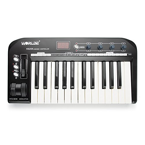 Worlde KS25A Multi-function USB MIDI Keyboard Controller with Digits LED Display