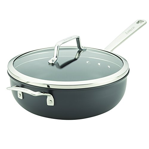Anolon 81058 Authority Hard-Anodized Nonstick Covered Chef's Pan with Helper Handle, 4 quart, Gray