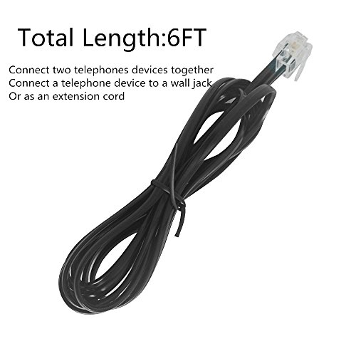 SINCODA 2 Pack 6ft Phone Telephone Extension Cord Cable Line Wire with Standard RJ11 6P4C Plugs for Landline Telephone (2PCS 6FT Telephone Extension Cord)