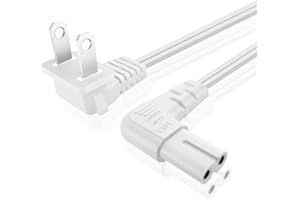 TNP 2 Prong Power Cord NEMA 1-15P to IEC320 C7 Right Angle Power Cable Replacement for PS5 & PS4, Power Cord for Xbox Series 