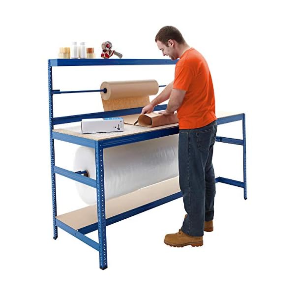 Verpackungsstation | Packtisch | Tragkraft 300 kg | HxBxT 1500 x 1800 x 750 mm | Unkomplizierte Steckmontage | Werktisch… – Bild 6