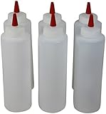 Plastic Squeeze Condiment Bottles with Red Tip Cap 16-ounce Set of 6
