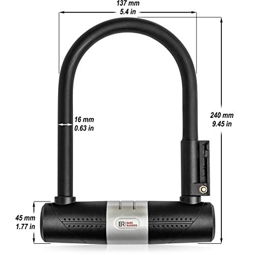 Bike U Lock with Cable 16mm Heavy Duty Bike Lock with Key A Must