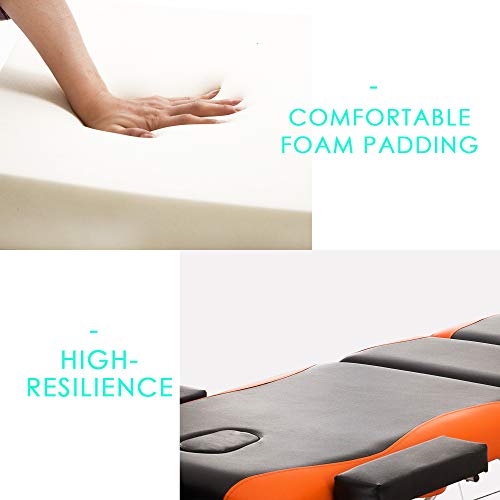 Massage Table Spa Bed Height Adjustable 3 Section Aluminum Salon Bed with Carry Bag, Black Red