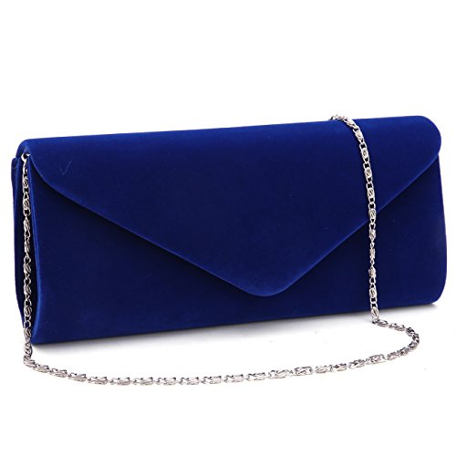 Navy Suede Clutch Bag. Chicastic Suede Envelope Clutch Purse Navy Blue.