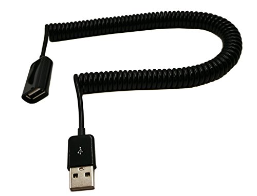 CGTime 10FT/3M Spiral Coiled USB 2.0 Male to Female Data Sync & Charge Cable (Black)