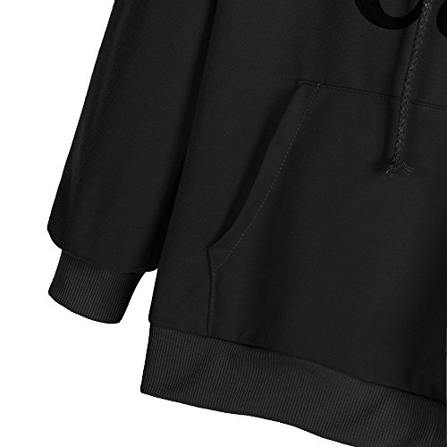 Han Shi Hoodies, Women Fashion Womens Cat Hat Letter Print Long Sleeve Shirt Tops Blouse (L=(US M), Black) - Thumbnail 6