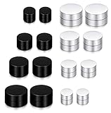 Hanpabum 8 Pairs Stainless Steel Round Magnetic Hypoallergenic Earrings for Men Fake Gauges Earring for Non Pierced Ears Black and Silver