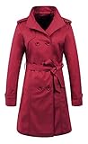 ZSHOW Women's Long Sleeves Outwear Double Breasted Dress Jacket Trench Coat(US L)Wine Red