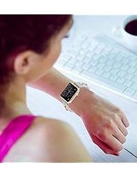 Mortree   Correa deportiva compatible con Apple Watch, correa de repuesto de nailon a rayas verdes y rojas con abejas doradas bordadas, correa de cuero para Iwatch Series 1 2 3 4