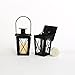 4 Black Mini Flameless Lanterns with 4 Ivory Resin Votive Candles, Warm White LEDs, Matte Finish, Indoor/Outdoor Use, Batteries & Remote Included