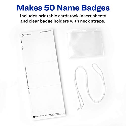 Avery Name Badges with Lanyards, Print or Write, 3" x 4", Badge Holders