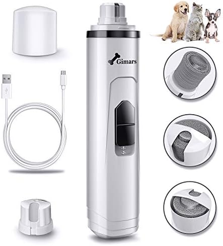 Gimars Upgrade Super Powerful 10000rpm Quiet 50db Painless Dog Nail Grinder Trimmer, Electric Rechargeable 2 Speed Pet Paws Nail Trimmer Grooming Smoothing for Small/Medium/Large Dogs Cats