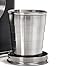 Shot Flask - 8oz Flask with a Built-in Collapsible Shot Glass & Flask Funnel - Stainless Steel - Premium Leather Wrapping (Black Leather)
