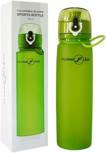 FlyingJug Collapsible Water Bottle - Leak Proof Push Button Cap - BPA Free, 700ml 23.7 ounce