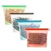 CompoundCapital Reusable Silicone Food Sandwich, Sous Vide, Liquid, Meat, Vegetables, Fruit, Lunch Bags, Airtight ziploc Seal, Freezer, Dishwasher Safe,Set of 4, red, blue, green, white