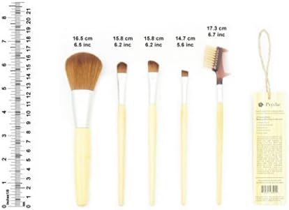 Psyche 5 Piece Versatile bamboo Brush Set Basic Collection Of Brush Essentials For Face, Eyes, And Lips