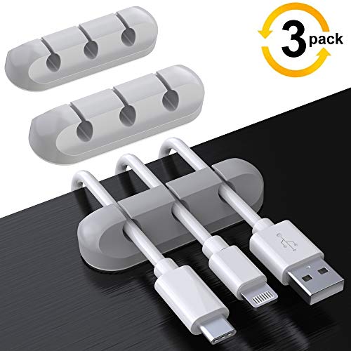 3-Pack Cable Holder Clips, Desktop Cable Organizer Cord Wire Management for USB Charging Cable/Power Cord/Mouse Cable PC Office Home - Thumbnail 7