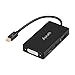 Alxum 4-in-1 Mini DisplayPort (Compatible Thunderbolt) to HDMI/DVI/VGA Adapter Cable with Audio Output Converter [DP 1.2 Version] for Apple MacBook Air Pro, Microsoft Surface Pro, Surface Book, Black