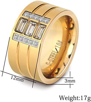 Nattaphol Fashion Statement Rings Women White Zircon Gold Color Stainless Steel Wedding Engagement Rings Men Lovers (9)