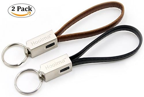 PowerOnKey PU Leather iPhone Cable (Pack Of 2): Fast Charging And Data Transfer Cord For Apple Devices, Stylish Lightning Smartphone Cable, Discreet Keychain Ring Design – Black &amp; Brown