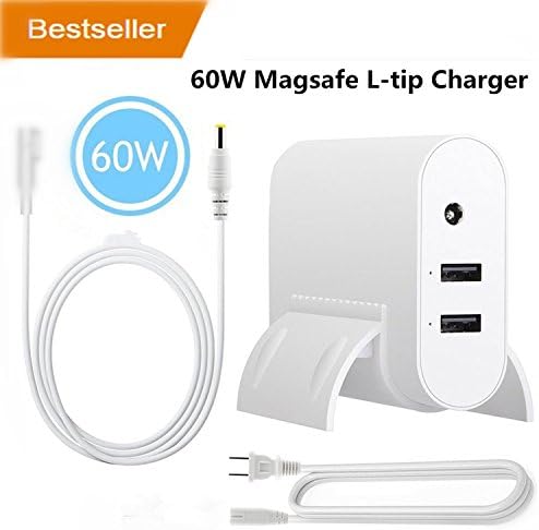 MacBook Pro Charger Replacement 60W Magsafe 1 L-tip Connector Power Adapter with 2 USB Charging Ports for Apple MacBook Pro A1278 A1181 A1184 A1330 A1342 A1344 (60W Magsafe-L)