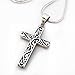 925 Sterling Silver Filigree Celtic Cut-Out Cross Pendant on Alloy Necklace Chain, 18 inches