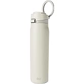 Simple Modern Mesa Loop Water Bottle with Covered Straw and Handle | 24oz Cup Holder Friendly Insulated Stainless Steel Bottles for Travel, Sports and School | Cashew