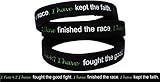 2 Timothy 4:7 Silicone Strength debossed wristband Bracelet Christian - Black with white / green text