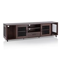 ioHOMES Penderton Transitional One Drawer Rectangular TV Stand with 4 Open Shelves, 2-Door Cabinet and Caster Wheels, 70", Vintage Walnut