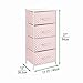 mDesign Tall Dresser Storage Tower Stand with 4 Removable Fabric Drawers - Steel Frame, Wood Top Organizer for Baby, Kid, and Teen Bedroom, Nursery, Playroom, or Dorm - Pink/White Polka Dot