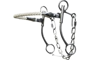 Showman Stainless Steel Hackamore w/Rope Nose & 7" Cheeks
