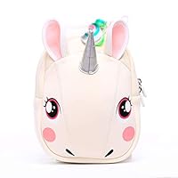 Alice Unique Mini Unicorn Backpack for Girls Plush Cute 3D Unicorn for Preschool Kindergarten Toddler White Color