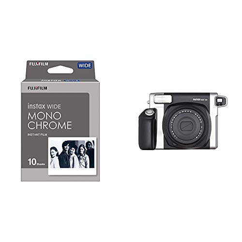 Fujifilm Instax Wide Pack de 10 Film Monochrome & Instax Wide 300 Appareil Photo Argentique Instantané Noir