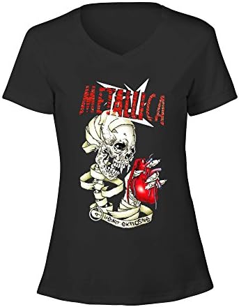 TooWest Thrash Metal Rock Metallica Womens V Neck Tee Shirt Black