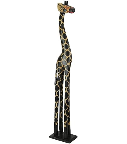 ジブラ アート インテリアグッズ Amazon.com: Zeckos Hand-Carved 36-Inch Tall Hand-Stained Brown