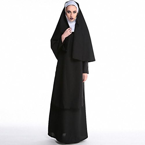 NEW Wholesale Nuns Costumes for Women Sexy Long Black Nuns Costume Arabic Religion Monk Ghost Uniform Halloween