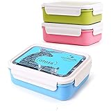 Stainless Steel Bento Luch Boxes with Removable Dividers, 3 Compartments Lunch Containers Leak-proof BPA Free Safe Food Storage Boxes for Adults, Kids, School, Work, Office, 3 Color (Blue)