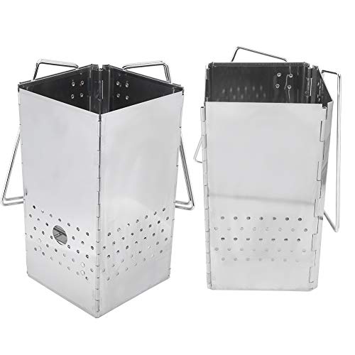 Barbecuegrill, Opklapbare BBQ-kachel Roestvrij staal Houtgestookte Grill Draagbare houtskool Brandhoutkachel voor… - Image 6