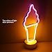 Ice Cream Shape Neon Sign, LED Neon Light Art Decorative Lights Operated by Battery/USB with Holder Base for Baby Room Christmas Wedding Party Supplies