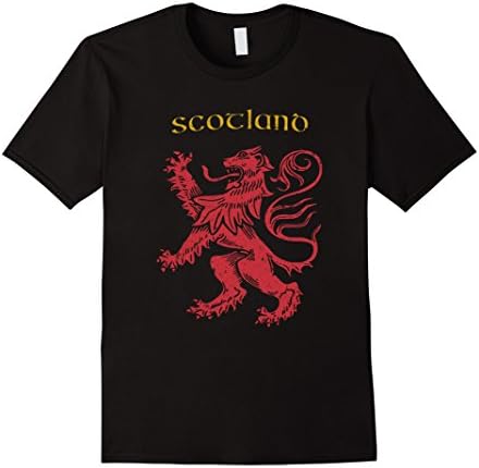 Mens Scotland Rampant Lion T-Shirt Vintage Scottish Flag Tee  Large Black