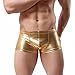 Adviter Men's Faux Leather Boxer Trunks Brief Underwear Sport Shorts Swimwear Gold Large (Waistline 30-32