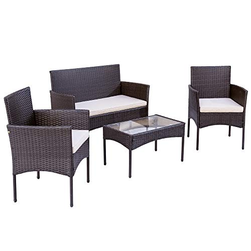 WYLZLIY-Home Gartenmöbel-Sets Gartenlounge Set Balkonmöbel Set Rattan-Gartenstühle Mit Couchtisch Und Kissen Bistro Set… – Bild 8