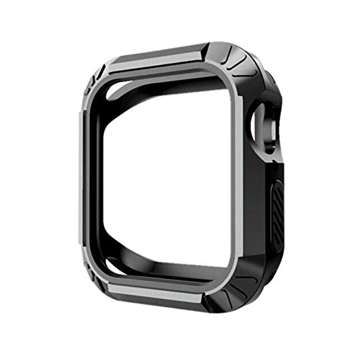 Soft Ultra Thin Cases Cover,Saying For Apple Watch/iWatch Series 4 44mm Cases Protective Soft TPU+PC Silicone Protection Case Replace organizer (Black)