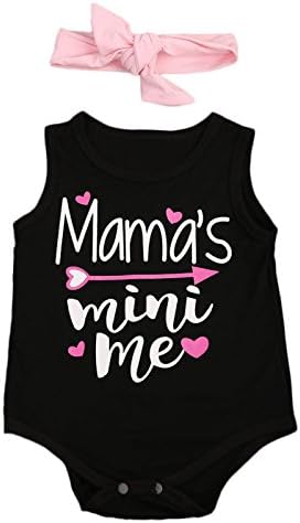 Newborn Baby Girl Letter Romper Sleeveless Black Jumpsuit Playsuit Outfits (18-24 Months)
