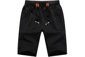 QPNGRP Mens Shorts Casual Drawstring Zipper Pockets Elastic Waist